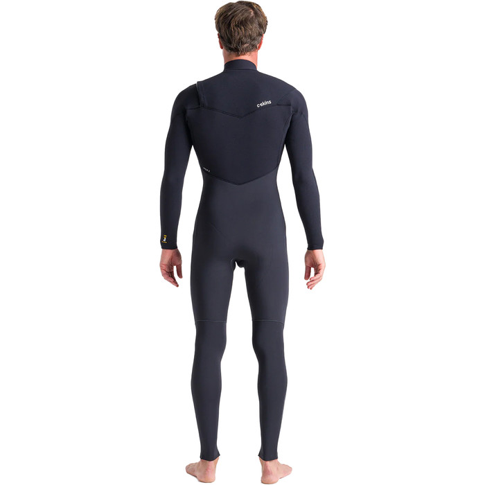 2023 C-Skins Mens ReWired 4/3mm Chest Zip Wetsuit C-RW43MCZ - Anthracite / Black X / Saffron